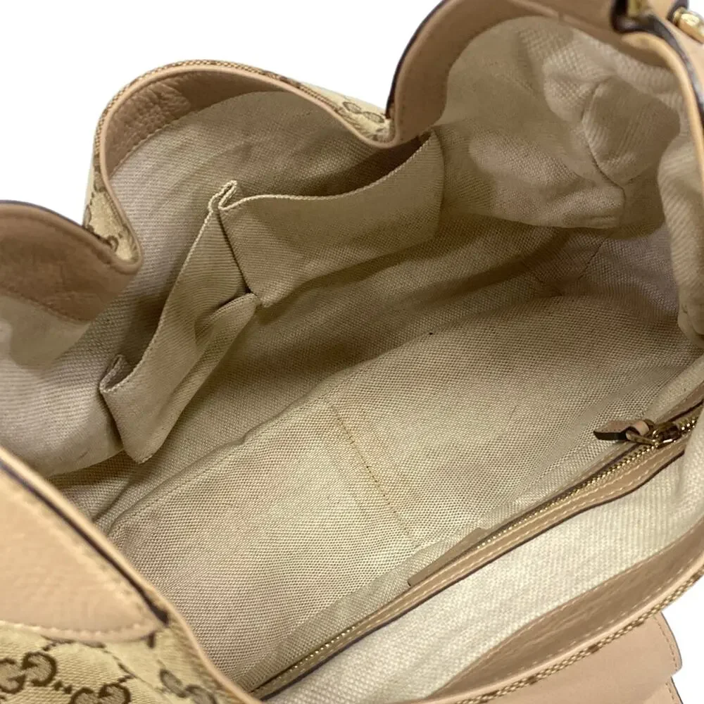 Gucci GG Shoulder Bag 296851 Beige Dark Brown Jacquard Leather